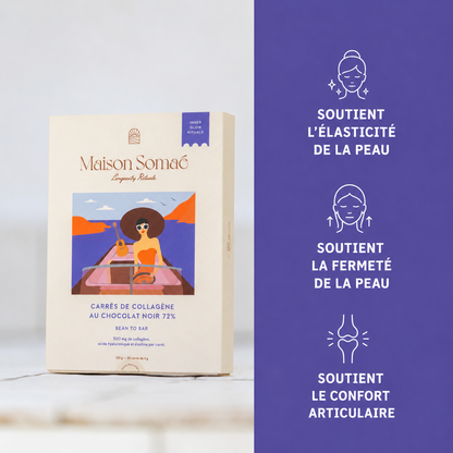 Carrés de collagène au chocolat noir 72%