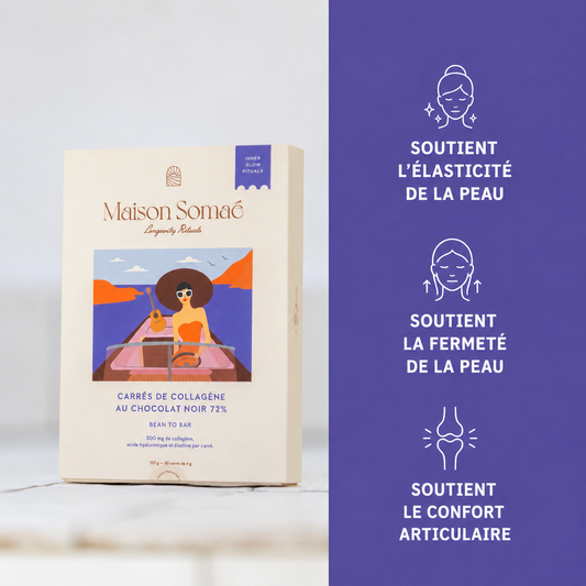 Carrés de collagène au chocolat noir 72%