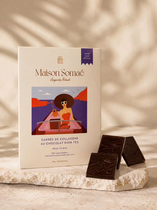 Carrés de collagène au chocolat noir 72%
