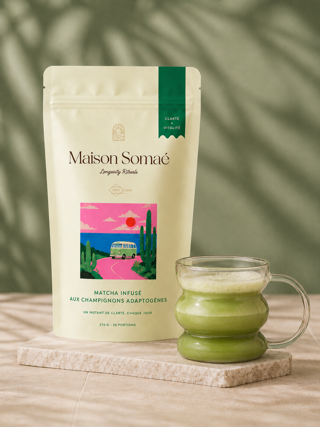 Matcha Premium infusé aux champignons adaptogènes